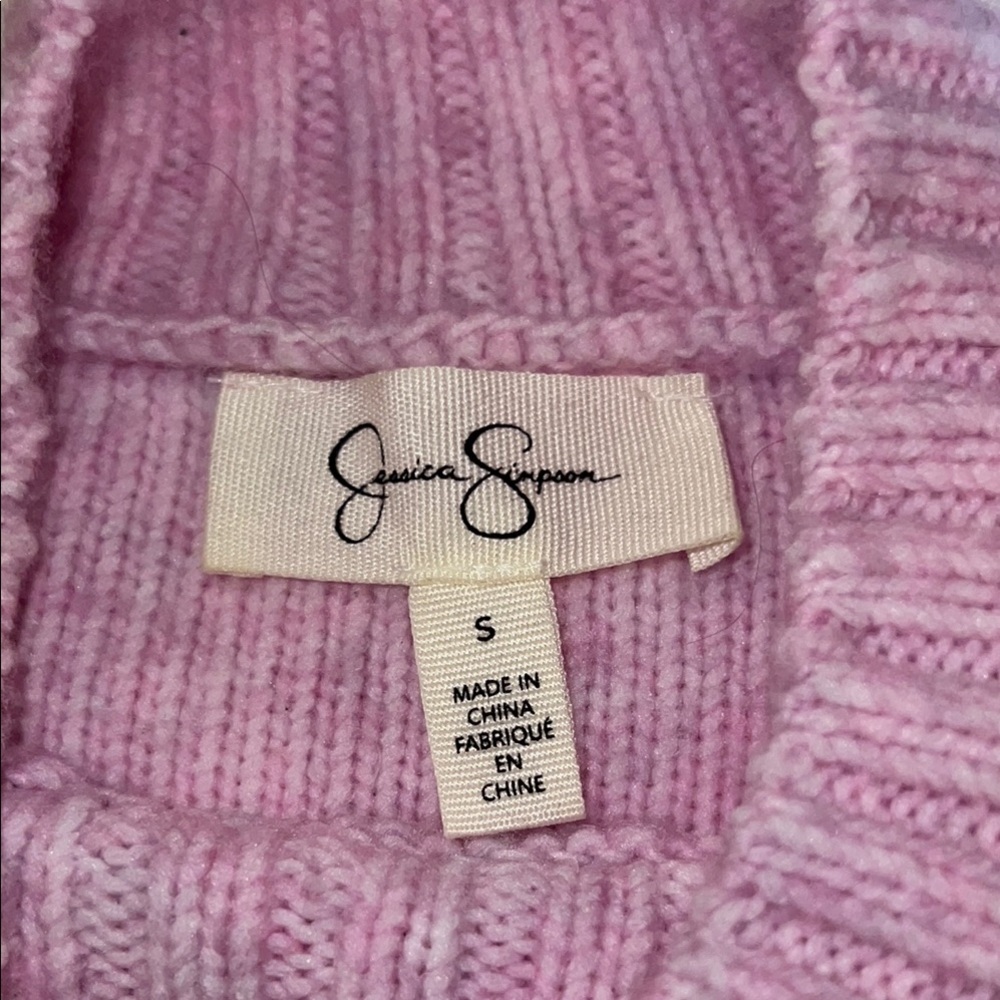 Jessica Simpson Women’s Pink Cable Knit Turtleneck Sweater SZ Small - Picture 5 of 7